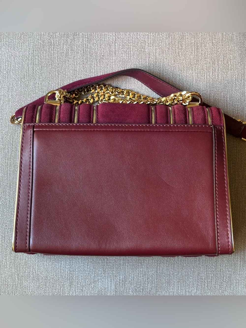 Final sale New Michael Kors Whitney quilted oxblood leather suede shoulder bag - Picture 7 of 16